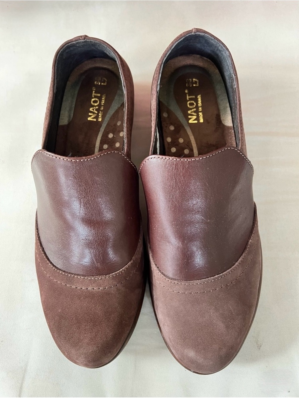 Naot 38 Women’s Angin Brown leather Slip-On Loafer Shoes size 7